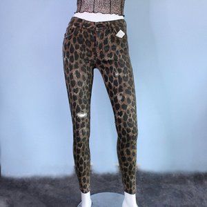 PACSUN : Leopard Print Mid Rise Skinniest Jeans